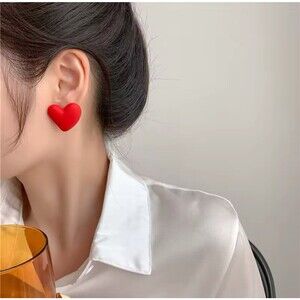 Koean Fashion Candy Color Acrylic Love Eardrop Simple Design Geometric Heart
